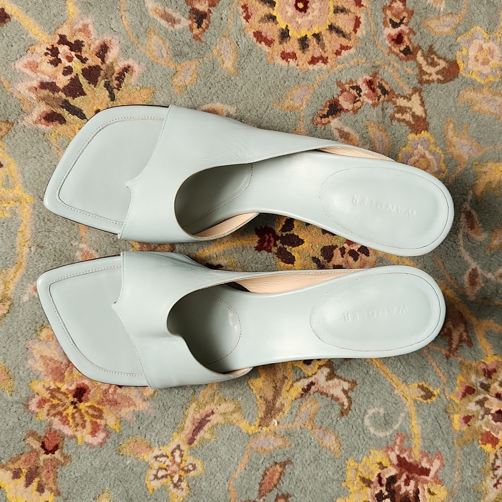 Wandler Square Toe Julio Slip On Thong Mule Heel - image 2